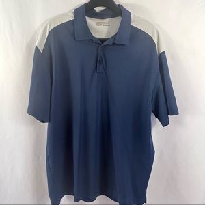Nike Golf Polo Shirt Men's XL Fit Dry Blue White Polyester